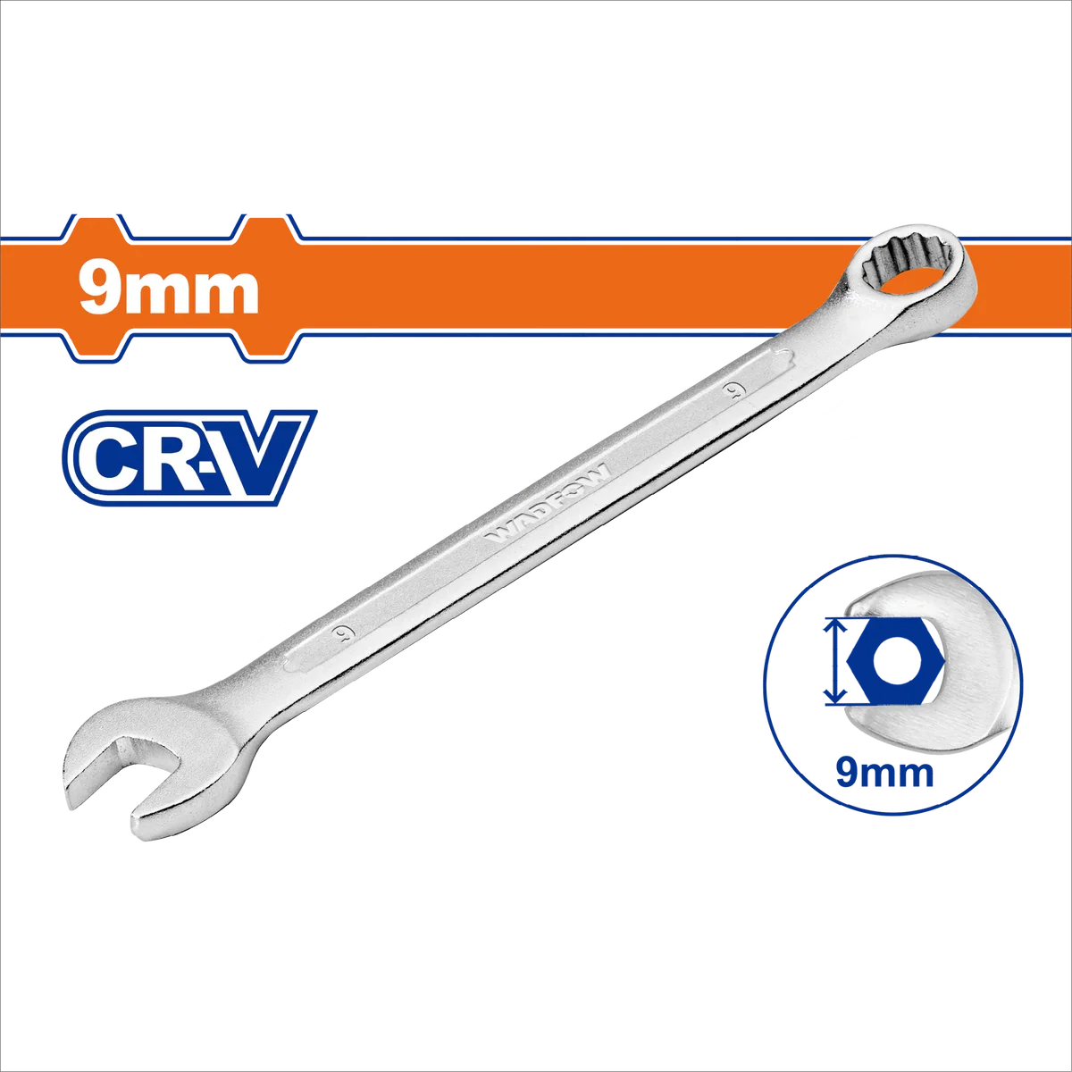 WADFOW 9mm Chrome Vanadium Combination Spanner Polished Metric Wrench WSA1109 Wadfow